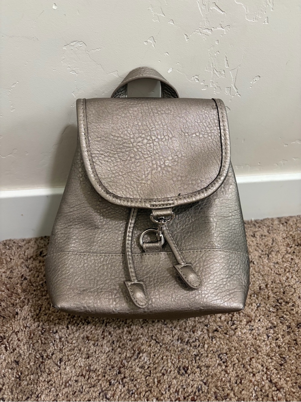 Free People Josie Mini Backpack Metallic Gun Metal Dusty Gold